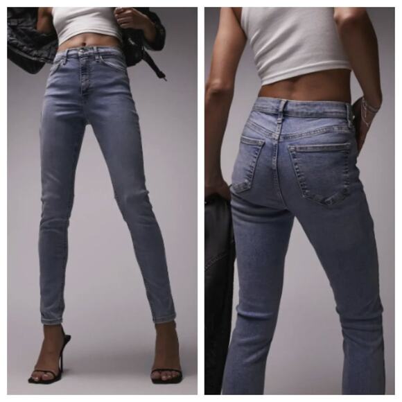 Topshop Women's Jamie High Waist Skinny Jeans Light Blue Size 28 - Picture 1 of 10